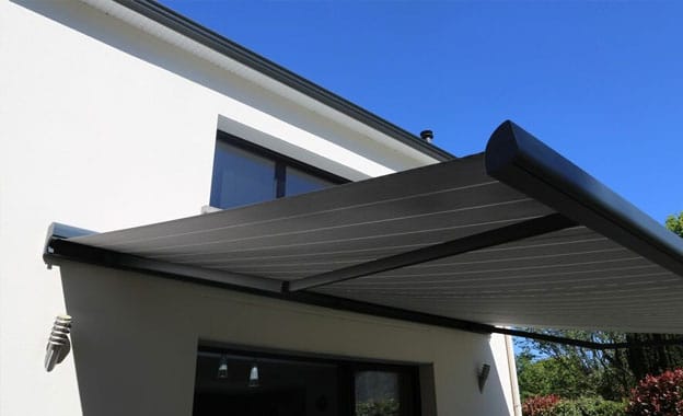 Electric Aluminium Modern Awning — Premium Window Coverings In Chevallum, QLD