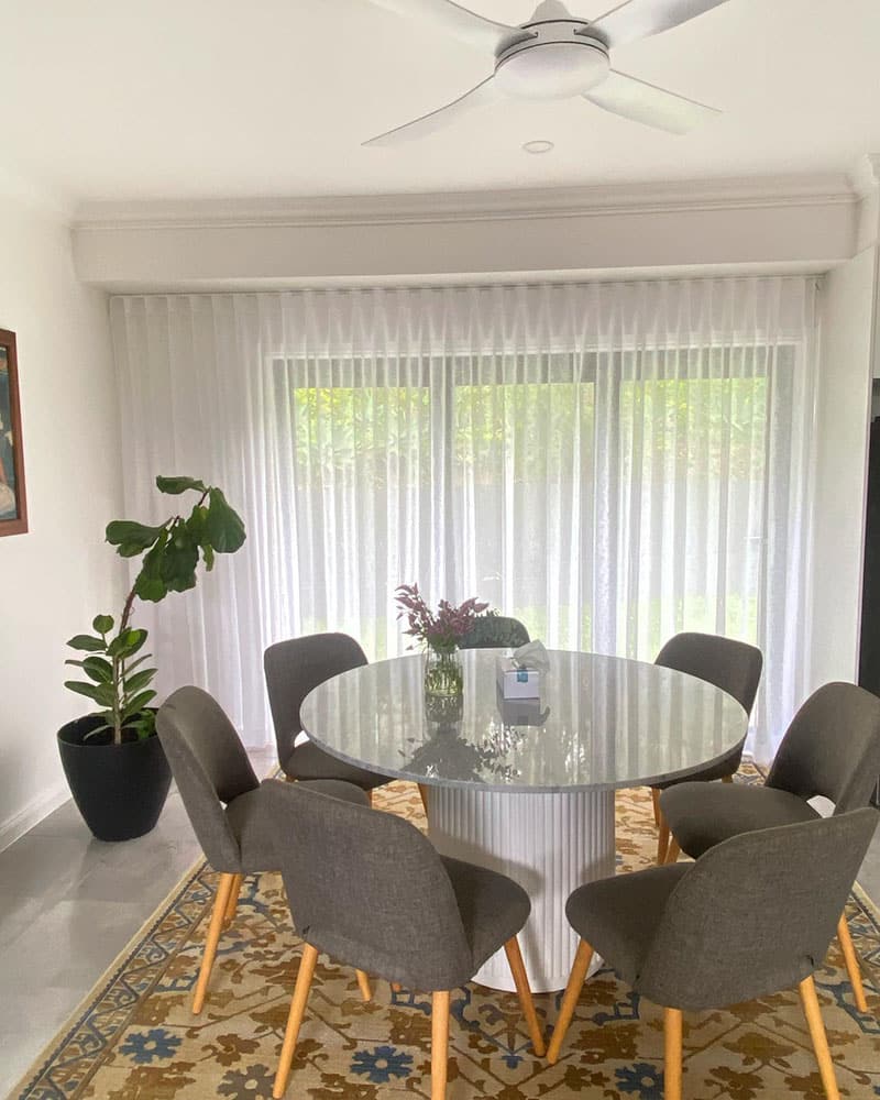 Curtain in Dining Area — Premium Window Coverings In Chevallum, QLD