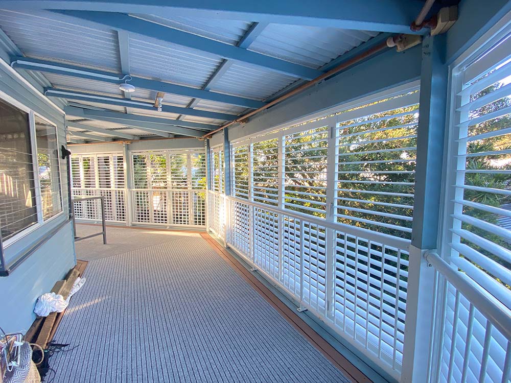 Shutters in Hallway — Premium Window Coverings In Bribie Isalnd, QLD