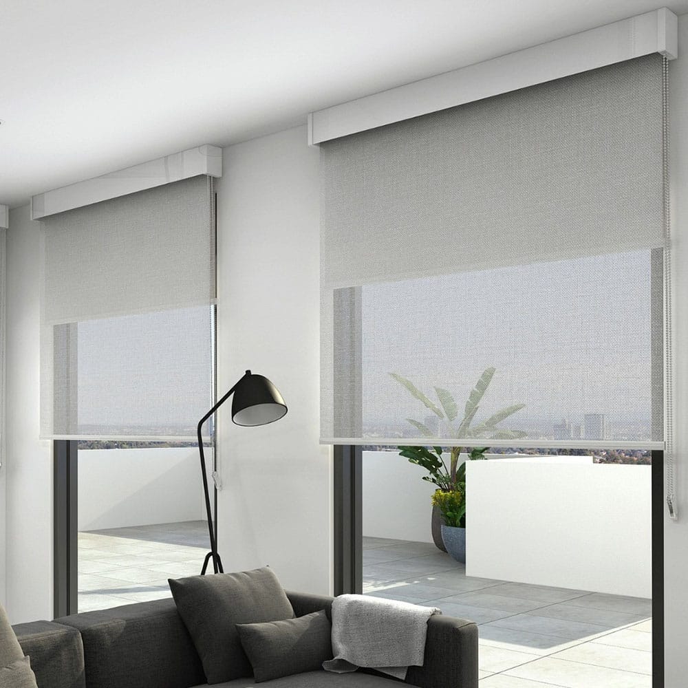 Roller Blind in Living Room — Premium Window Coverings In Chevallum, QLD