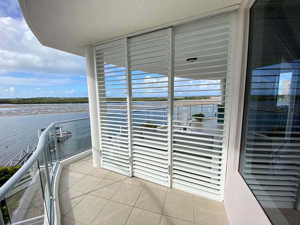 External Shutter with Relaxing Background — Premium Window Coverings In Noosa, QLD