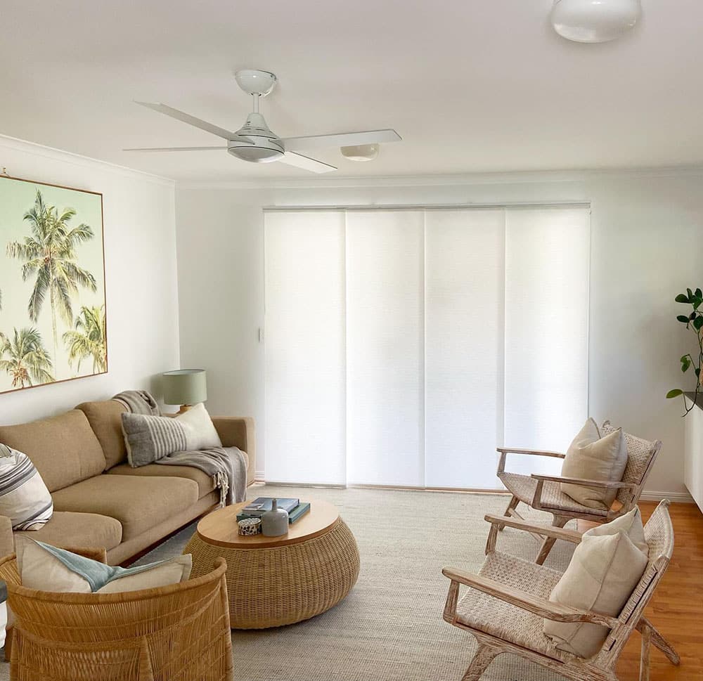 Panel Blinds in Living Room — Premium Window Coverings In Chevallum, QLD